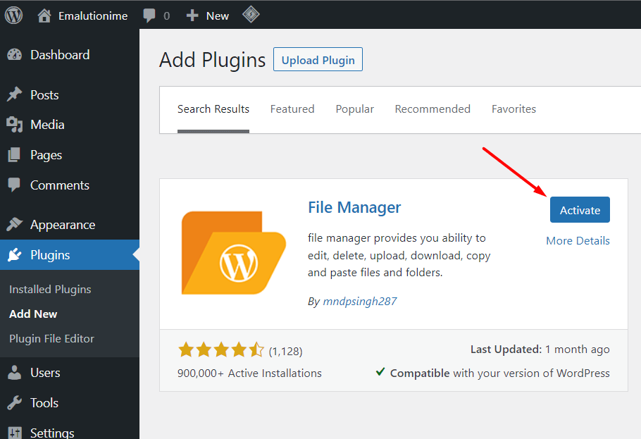 Aktivasi Plugin File manager