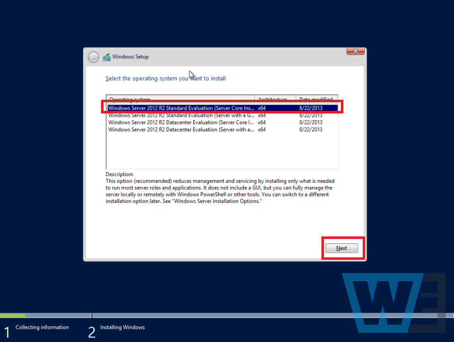 memilih versi Install windows server 2012 r2